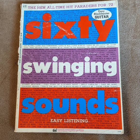 New All-Time Hit Paraders For '72 Sixty Swinging Sounds Easy Listening Songbook - Picture 1 of 16